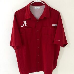 Columbia Alabama Crimson Tide PFG Omni Shade Short Sleeve Shirt, Size: Medium